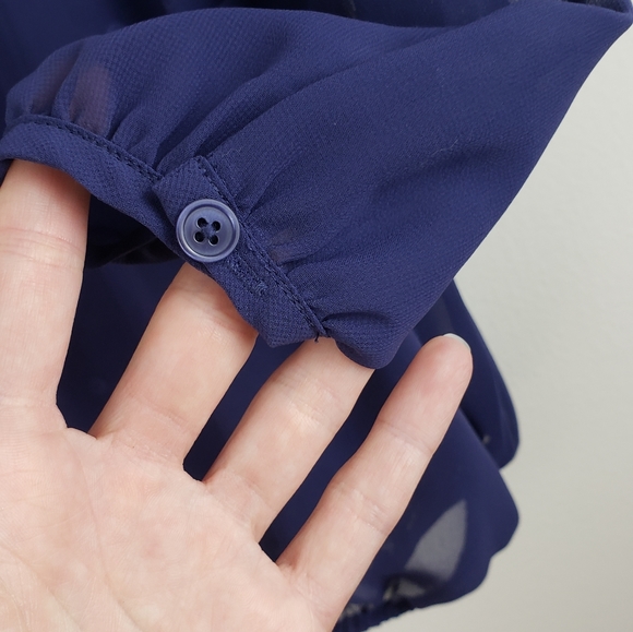 Ann Taylor Loft Navy Blouse with Sequin Cami - Picture 4 of 7